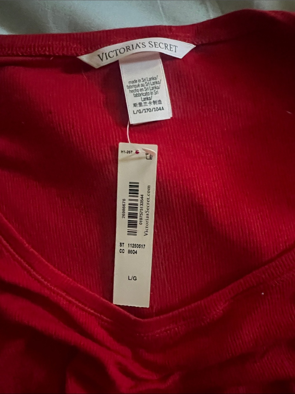 Victoria's Secret Vibrant Red Ribbed V-Neck Sleep Tee and short set
